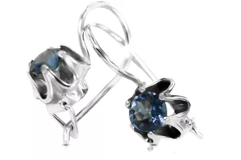 Стерлингово сребро 925 925 Aquamarine Обеци vec013s Руски Съветски СССР Винтидж крафт Ар-деко style